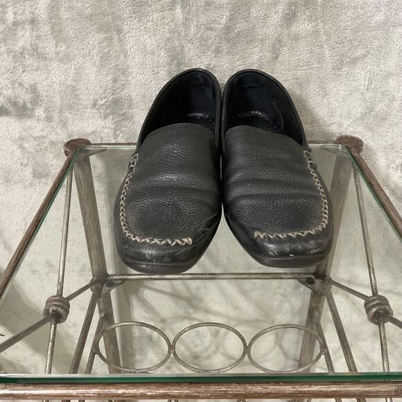 Hotter Retro Leather slip on Loafers women’s US Size 9 Black career Comfort - Picture 2 of 12